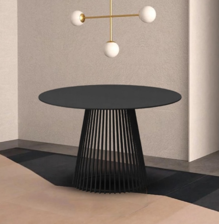 Стол TERNI 120 MATT BLACK MARBLE SOLID CERAMIC Черный мрамор матовый, керамика /Черн.каркас, ®DISAUR