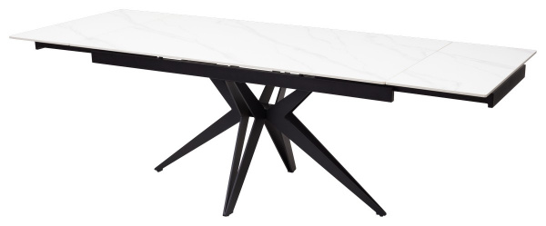 Стол FORIO 160 MATT WHITE MARBLE SOLID CERAMIC / BLACK, ®DISAUR