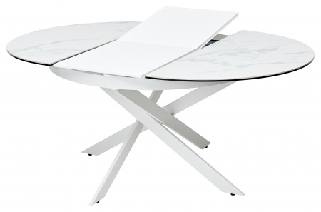 Стол TRENTO 120 HIGH GLOSS STATUARIO Белый мрамор глянцевый, керамика/ белый каркас, ®DISAUR