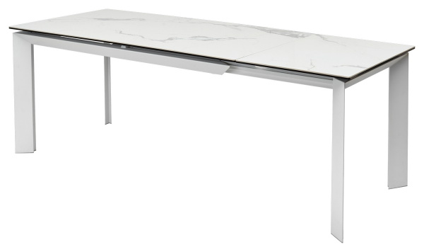 Стол CREMONA 140 HIGH GLOSS STATUARIO Белый мрамор глянцевый, керамика/ белый каркас, ®DISAUR