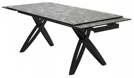 Стол PALERMO 180 TL-128 Испанская керамика черный контрастный мрамор / черный каркас, ®DISAUR