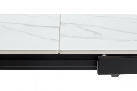 Стол CORNER 120 MATT WHITE MARBLE SOLID CERAMIC / BLACK, ®DISAUR