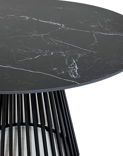 Стол TERNI 120 MATT BLACK MARBLE SOLID CERAMIC Черный мрамор матовый, керамика /Черн.каркас, ®DISAUR