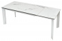 Стол CREMONA 140 HIGH GLOSS STATUARIO Белый мрамор глянцевый, керамика/ белый каркас, ®DISAUR