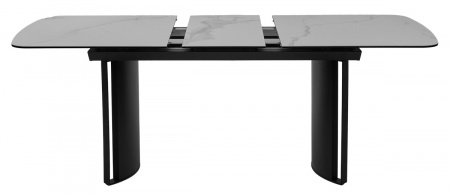 Стол RASMUS 160 TL-45 Белый мрамор, испанская керамика / черный каркас, ®DISAUR