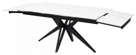 Стол FORIO 160 MATT WHITE MARBLE SOLID CERAMIC / BLACK, ®DISAUR