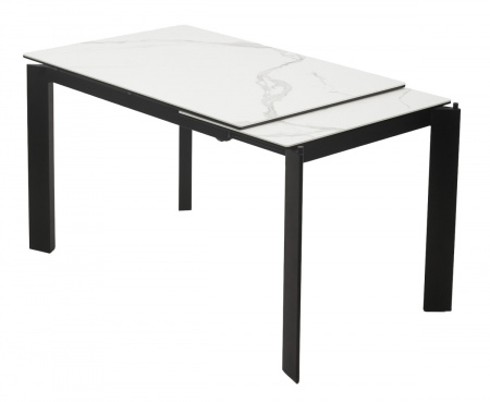 Стол CORNER 120 HIGH GLOSS STATUARIO керамика, стекло/ черный каркас, ®DISAUR