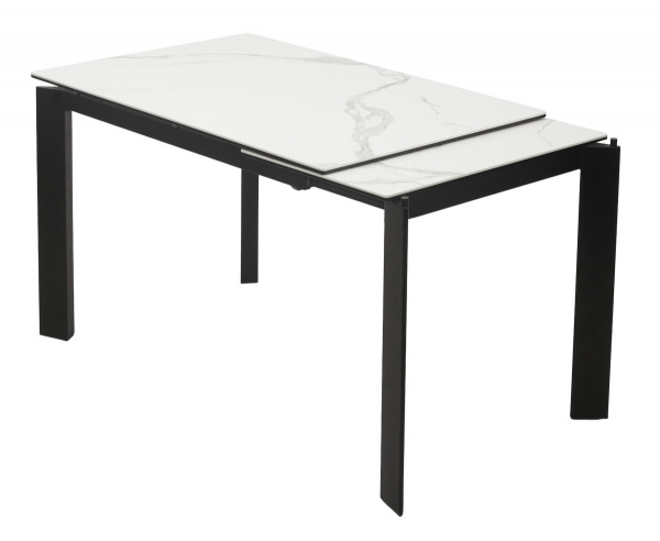 Стол CORNER 120 HIGH GLOSS STATUARIO керамика, стекло/ черный каркас, ®DISAUR