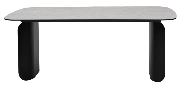 Стол NORD 200 TL-102 Бежевый мрамор, испанская керамика / черный каркас, ®DISAUR