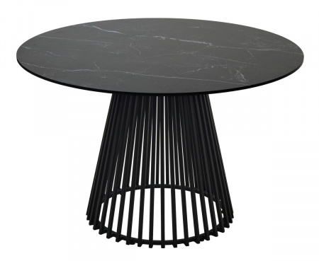 Стол TERNI 120 MATT BLACK MARBLE SOLID CERAMIC Черный мрамор матовый, керамика /Черн.каркас, ®DISAUR