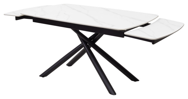 Стол RIVOLI 140 MATT WHITE MARBLE SOLID CERAMIC / BLACK, ®DISAUR
