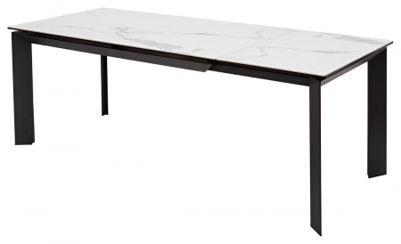 Стол CREMONA 140 HIGH GLOSS STATUARIO Белый мрамор глянцевый, керамика/ черный каркас, ®DISAUR