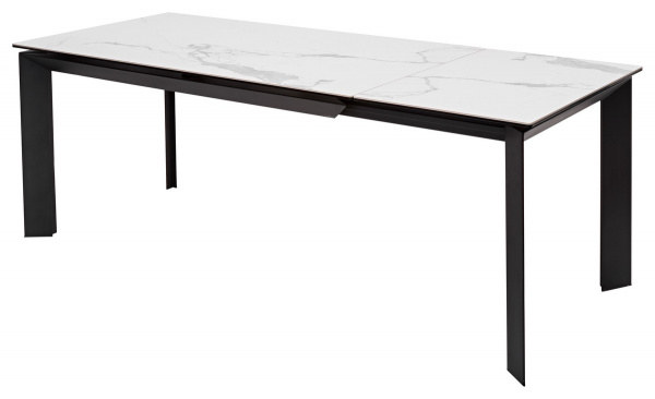 Стол CREMONA 140 HIGH GLOSS STATUARIO Белый мрамор глянцевый, керамика/ черный каркас, ®DISAUR