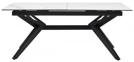 Стол URBINO 180 MATTE STATUARIO Белый мрамор матовый, керамика/ черный каркас, ®DISAUR