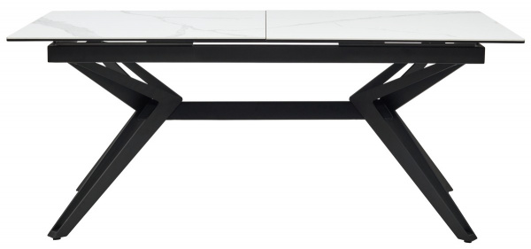 Стол URBINO 180 MATTE STATUARIO Белый мрамор матовый, керамика/ черный каркас, ®DISAUR