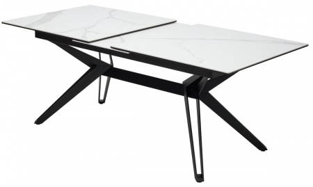 Стол URBINO 180 MATTE STATUARIO Белый мрамор матовый, керамика/ черный каркас, ®DISAUR