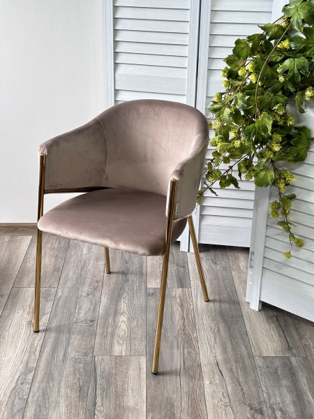 Стул DILL BLUVEL-40 BEIGE, велюр/ золотой каркас М-City