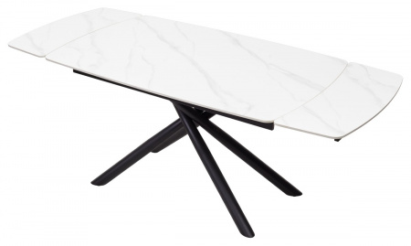 Стол RIVOLI 140 MATT WHITE MARBLE SOLID CERAMIC / BLACK, ®DISAUR