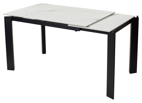 Стол CORNER 120 GLOSS STATUARIO WHITE SOLID CERAMIC / BLACK, ®DISAUR