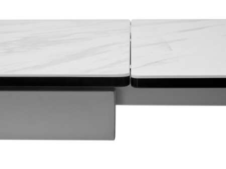 Стол BELLUNO 160 MARBLES KL-99 Белый мрамор матовый, итальянская керамика/ белый каркас, ®DISAUR