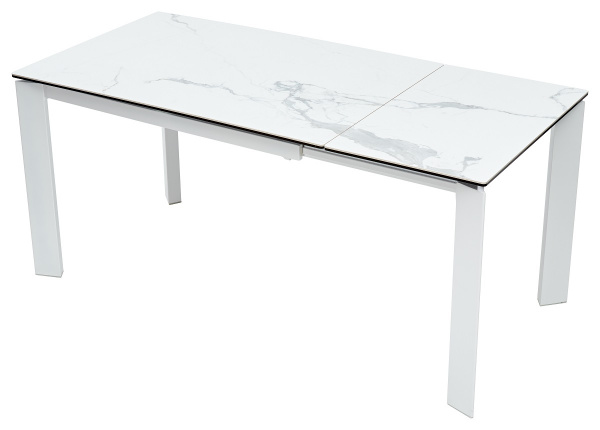 Стол CORNER 120 MATTE STATUARIO Белый мрамор матовый керамика, стекло/ белый каркас, ®DISAUR
