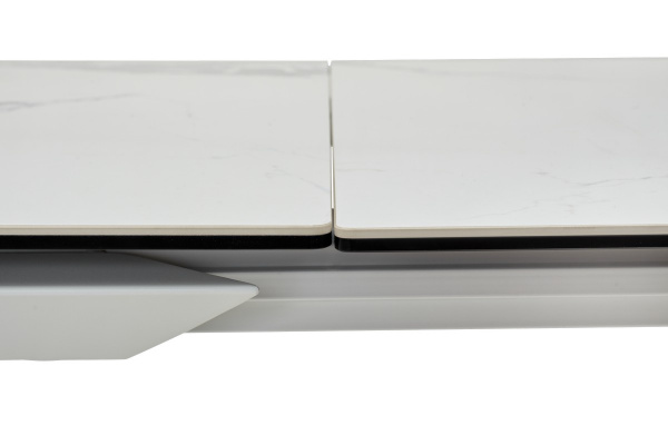 Стол CREMONA 140 HIGH GLOSS STATUARIO Белый мрамор глянцевый, керамика/ белый каркас, ®DISAUR