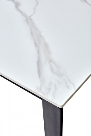 Стол CORNER 120 MATT WHITE MARBLE SOLID CERAMIC / BLACK, ®DISAUR