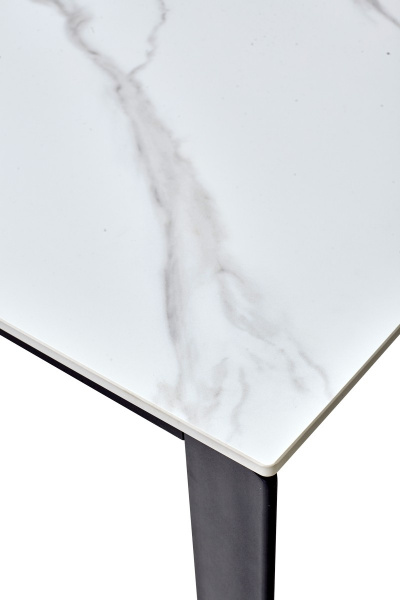 Стол CORNER 120 MATT WHITE MARBLE SOLID CERAMIC / BLACK, ®DISAUR