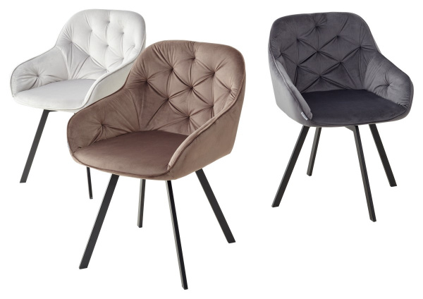 Стул GALE 360 град. поворот. BLUVEL-03 LIGHT GREY, велюр/ черный каркас, М-City