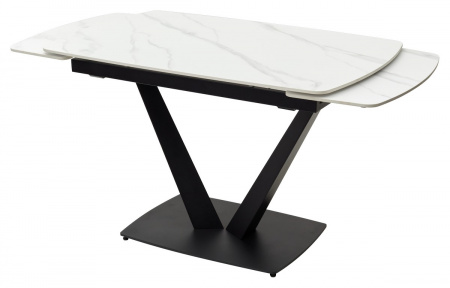 Стол ALATRI 120 MATT WHITE MARBLE SOLID CERAMIC / BLACK, ®DISAUR