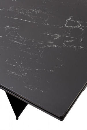 Стол RIETI 200 NERO KL-116 Черный мрамор матовый, итальянская керамика/ черный каркас, ®DISAUR