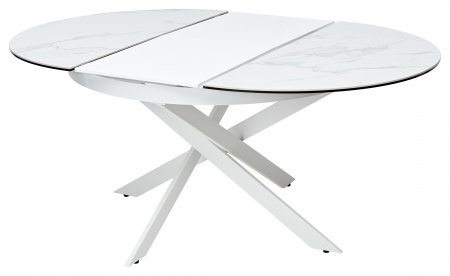 Стол TRENTO 120 HIGH GLOSS STATUARIO Белый мрамор глянцевый, керамика/ белый каркас, ®DISAUR