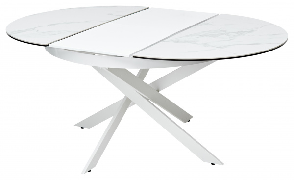 Стол TRENTO 120 HIGH GLOSS STATUARIO Белый мрамор глянцевый, керамика/ белый каркас, ®DISAUR