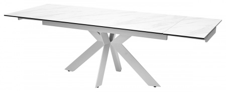 Стол BELLUNO 160 MARBLES KL-99 Белый мрамор матовый, итальянская керамика/ белый каркас, ®DISAUR