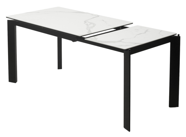 Стол CORNER 120 HIGH GLOSS STATUARIO керамика, стекло/ черный каркас, ®DISAUR