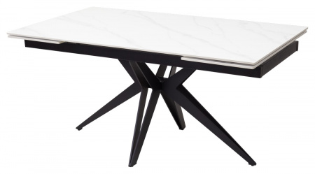 Стол FORIO 160 MATT WHITE MARBLE SOLID CERAMIC / BLACK, ®DISAUR