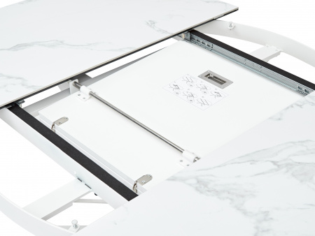 Стол TRENTO 120 HIGH GLOSS STATUARIO Белый мрамор глянцевый, керамика/ белый каркас, ®DISAUR