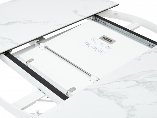 Стол TRENTO 120 HIGH GLOSS STATUARIO Белый мрамор глянцевый, керамика/ белый каркас, ®DISAUR