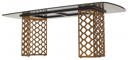 Стол CHIAVARI 220 KL-188 Контрастный мрамор матовый, итальянская керамика / Шампань, ®DISAUR
