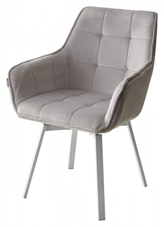 Стул MAVERICK 360 град. поворот. BLUVEL-03 LIGHT GREY, велюр/ белый каркас, М-City