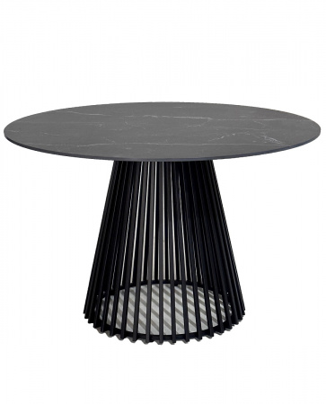 Стол TERNI 120 MATT BLACK MARBLE SOLID CERAMIC Черный мрамор матовый, керамика /Черн.каркас, ®DISAUR