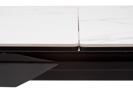 Стол CREMONA 140 HIGH GLOSS STATUARIO Белый мрамор глянцевый, керамика/ черный каркас, ®DISAUR