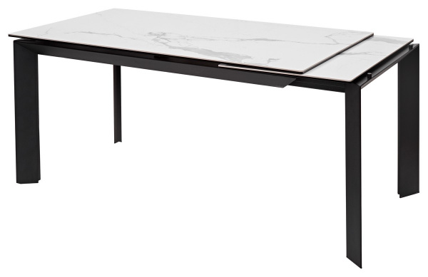Стол CREMONA 140 HIGH GLOSS STATUARIO Белый мрамор глянцевый, керамика/ черный каркас, ®DISAUR