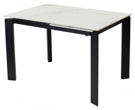 Стол CORNER 120 GLOSS STATUARIO WHITE SOLID CERAMIC / BLACK, ®DISAUR