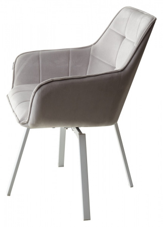 Стул MAVERICK 360 град. поворот. BLUVEL-03 LIGHT GREY, велюр/ белый каркас, М-City