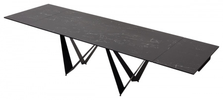 Стол RIETI 200 NERO KL-116 Черный мрамор матовый, итальянская керамика/ черный каркас, ®DISAUR