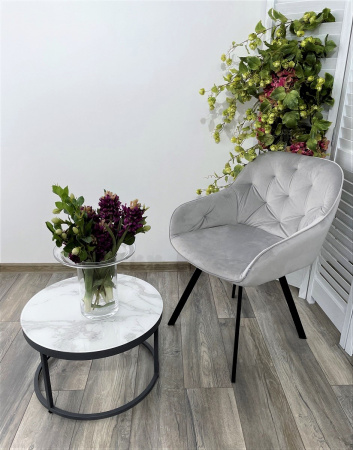 Стул GALE 360 град. поворот. BLUVEL-03 LIGHT GREY, велюр/ черный каркас, М-City