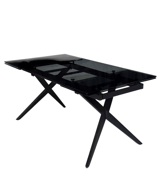 Стол ADRIA 160 SMOKED BLACK GLASS Дымчато-черное стелко/ черный каркас, ®DISAUR
