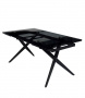 Стол ADRIA 160 SMOKED BLACK GLASS Дымчато-черное стелко/ черный каркас, ®DISAUR