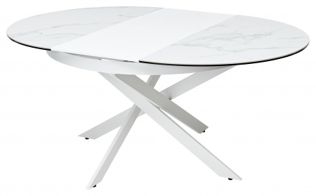 Стол TRENTO 120 HIGH GLOSS STATUARIO Белый мрамор глянцевый, керамика/ белый каркас, ®DISAUR
